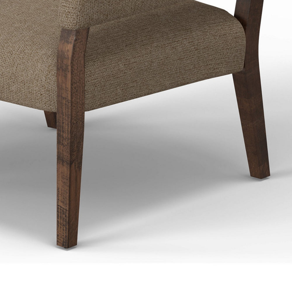 Merry Accent Chair, Light Brown Polyester, Foam, Brown Solid Pine Wood -BM320825