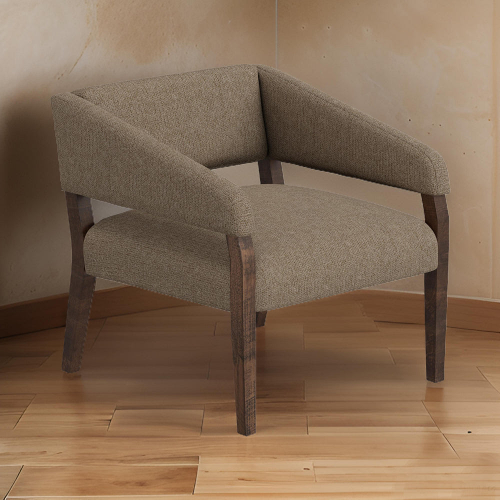 Merry Accent Chair, Light Brown Polyester, Foam, Brown Solid Pine Wood -BM320825