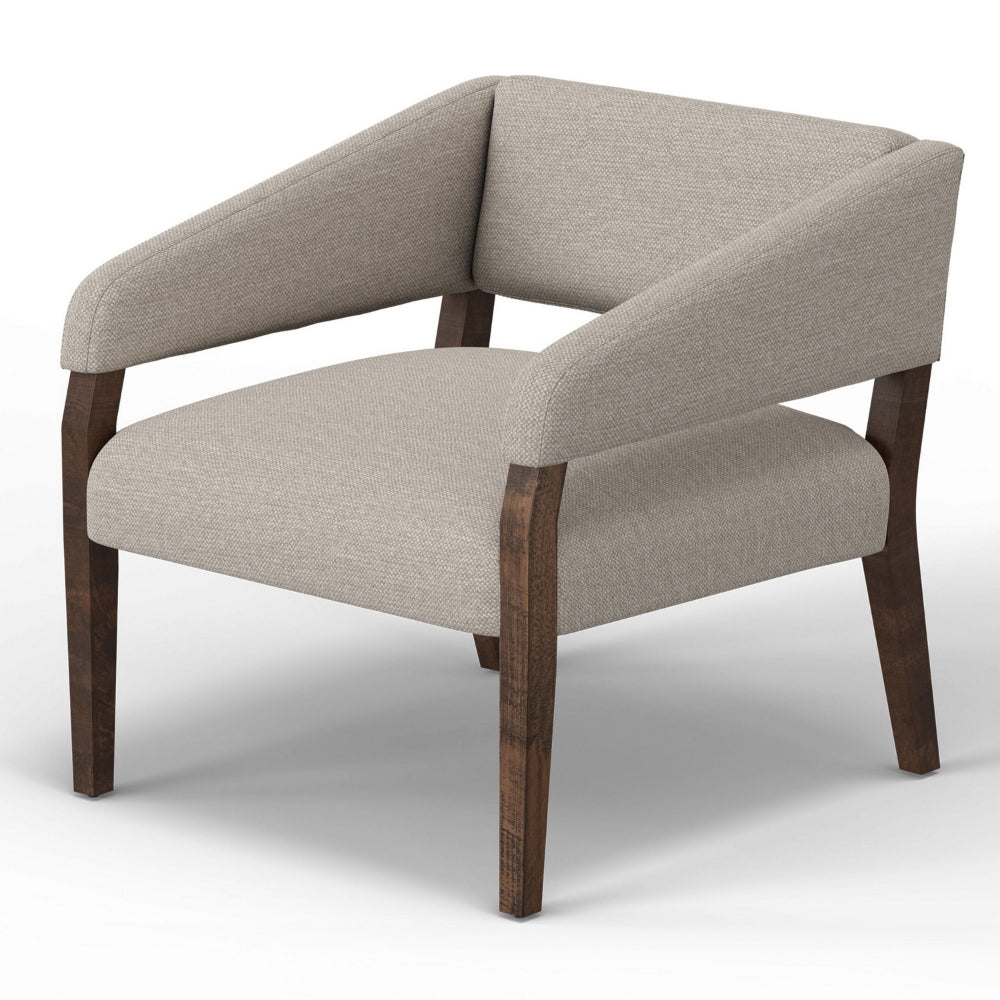 Merry Accent Chair, Beige Polyester, Plush Foam, Brown Solid Pine Wood Legs -BM320826