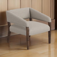 Merry Accent Chair, Beige Polyester, Plush Foam, Brown Solid Pine Wood Legs -BM320826