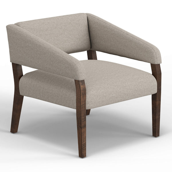 Merry Accent Chair, Beige Polyester, Plush Foam, Brown Solid Pine Wood Legs -BM320826