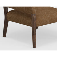 Merry Accent Chair, Cognac Brown Faux Leather, Foam, Brown Solid Pine Wood -BM320827
