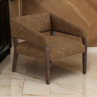 Merry Accent Chair, Cognac Brown Faux Leather, Foam, Brown Solid Pine Wood -BM320827