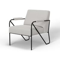 Levy Accent Chair, Ivory Polyester, Soft Plush Foam, Black Metal Legs, Arms -BM320828