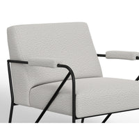 Levy Accent Chair, Ivory Polyester, Soft Plush Foam, Black Metal Legs, Arms -BM320828
