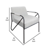 Levy Accent Chair, Ivory Polyester, Soft Plush Foam, Black Metal Legs, Arms -BM320828