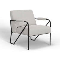 Levy Accent Chair, Ivory Polyester, Soft Plush Foam, Black Metal Legs, Arms -BM320828