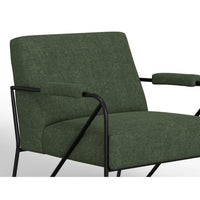 Levy Accent Chair, Olive Green Polyester, Soft Plush Foam, Black Metal -BM320829