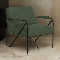 Levy Accent Chair, Olive Green Polyester, Soft Plush Foam, Black Metal -BM320829