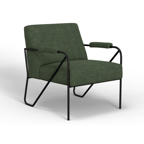Levy Accent Chair, Olive Green Polyester, Soft Plush Foam, Black Metal -BM320829