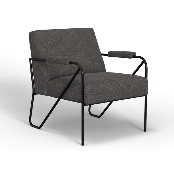 Levy Accent Chair, Iron Gray Polyester, Soft Plush Foam, Black Metal Legs -BM320830