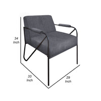 Levy Accent Chair, Iron Gray Polyester, Soft Plush Foam, Black Metal Legs -BM320830