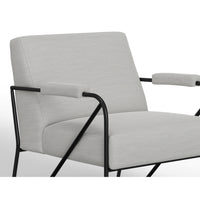 Levy Accent Chair, White Polyester, Soft Plush Foam, Black Metal Legs, Arms -BM320831