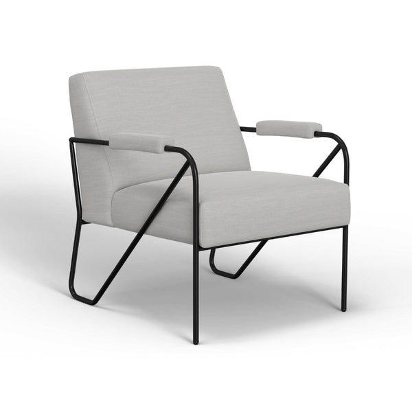 Levy Accent Chair, White Polyester, Soft Plush Foam, Black Metal Legs, Arms -BM320831