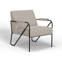 Levy Accent Chair, Beige Polyester, Soft Plush Foam, Black Metal Legs, Arms -BM320832