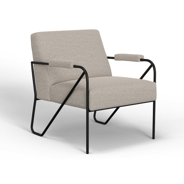 Levy Accent Chair, Beige Polyester, Soft Plush Foam, Black Metal Legs, Arms -BM320832