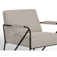 Levy Accent Chair, Beige Polyester, Soft Plush Foam, Black Metal Legs, Arms -BM320832