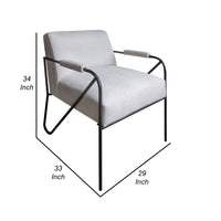 Levy Accent Chair, Beige Polyester, Soft Plush Foam, Black Metal Legs, Arms -BM320832