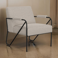Levy Accent Chair, Beige Polyester, Soft Plush Foam, Black Metal Legs, Arms -BM320832