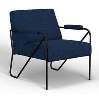 Levy Accent Chair, Navy Blue Polyester, Soft Plush Foam, Black Metal Frame -BM320834