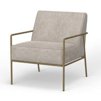 Zili Accent Chair, Gray Faux Leather, Plush Foam, Sleek Gold Metal Finish -BM320891