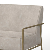 Zili Accent Chair, Gray Faux Leather, Plush Foam, Sleek Gold Metal Finish -BM320891