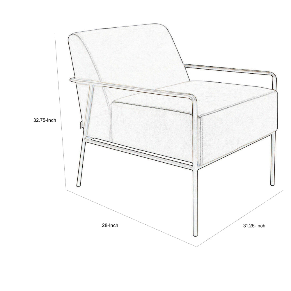 Zili Accent Chair, Gray Faux Leather, Plush Foam, Sleek Gold Metal Finish -BM320891