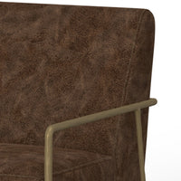 Zili Accent Chair, Chocolate Brown Faux Leather, Plush Foam, Gold Metal -BM320892