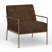 Zili Accent Chair, Chocolate Brown Faux Leather, Plush Foam, Gold Metal -BM320892