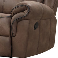 Arisa Manual Glider Recliner Chair, Brown Faux Leather, Pillow Arms -BM321083