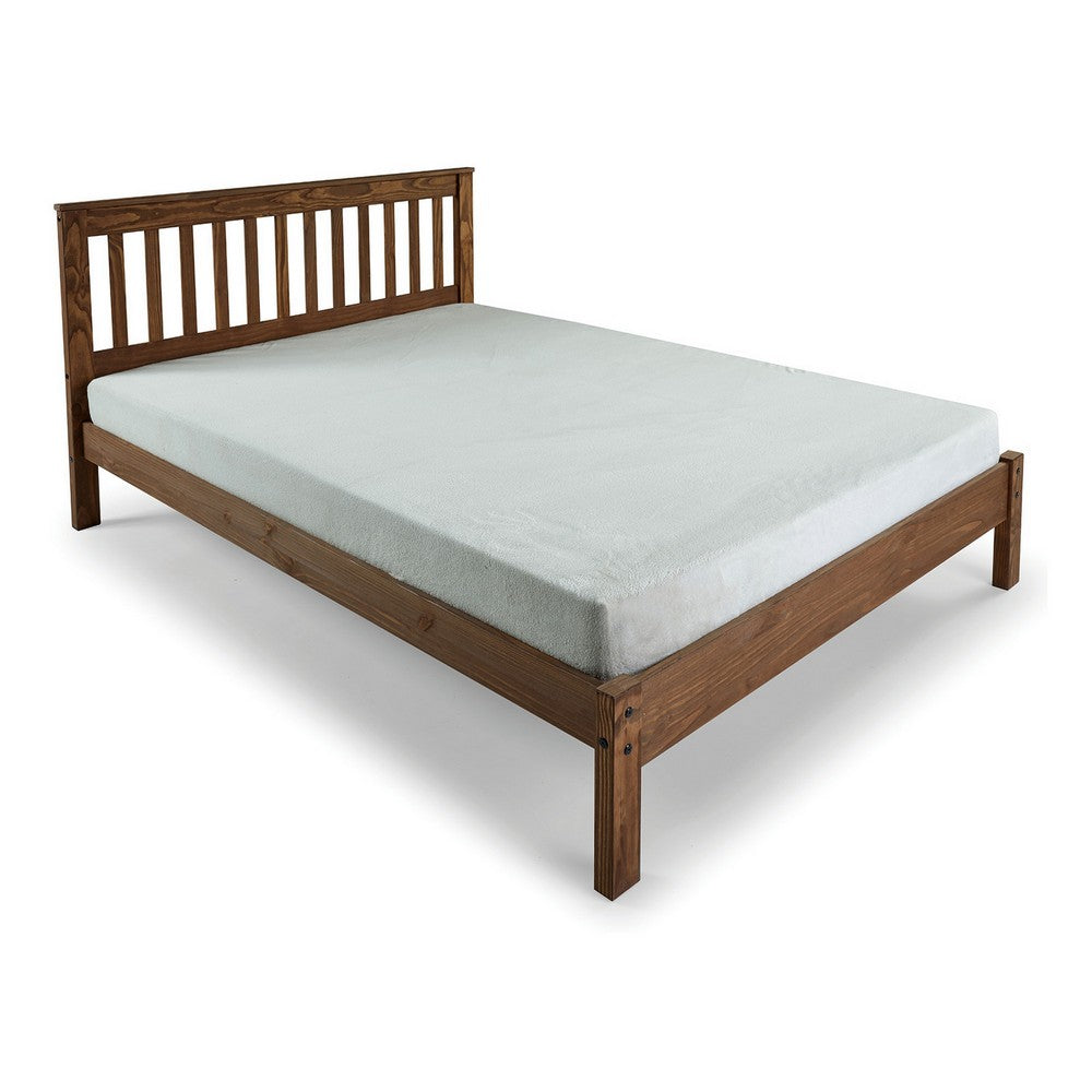 Octa Full Bed, Plank Style, Rustic, Brazilian Pine Wood, Mahogany - BM321089