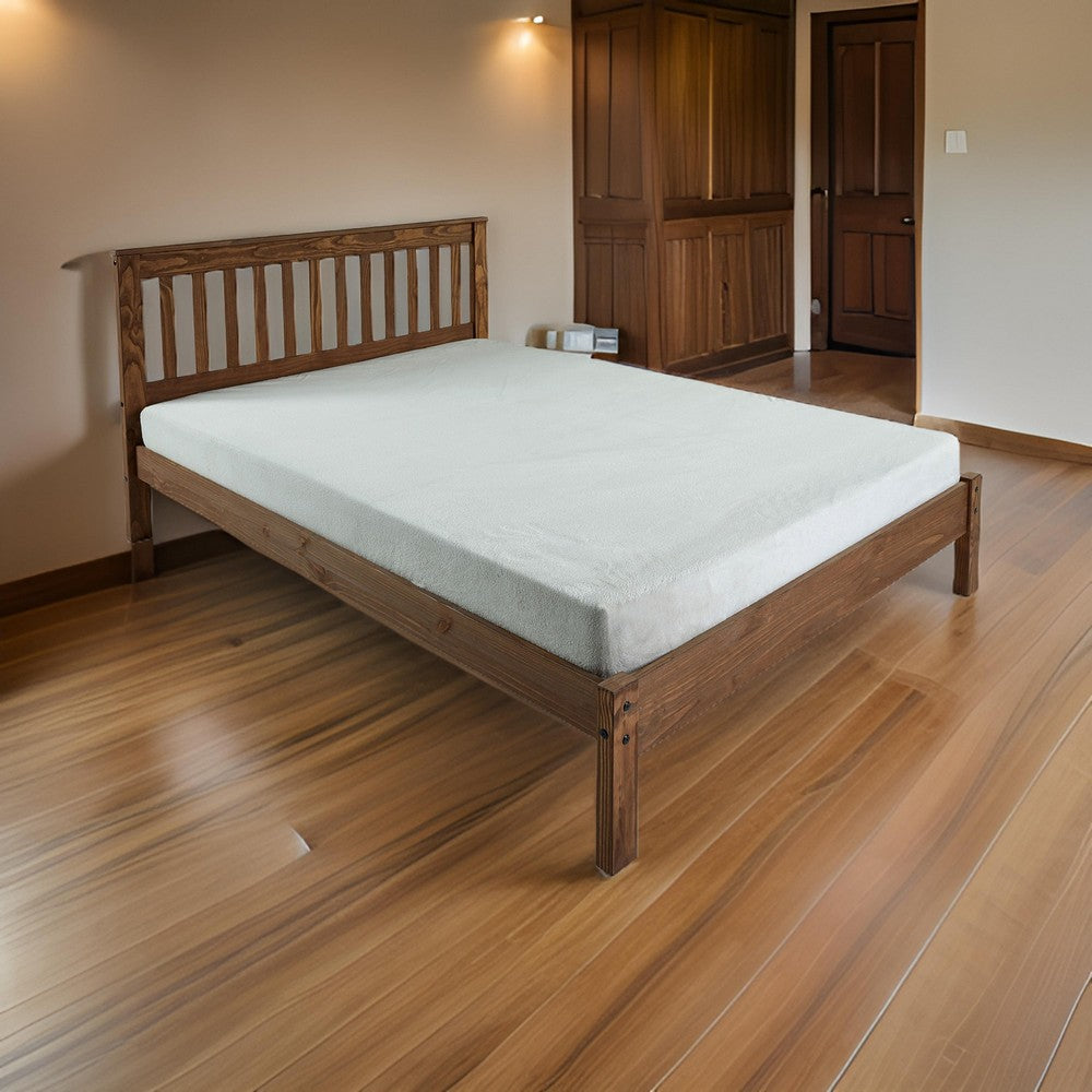 Octa Full Bed, Plank Style, Rustic, Brazilian Pine Wood, Mahogany - BM321089