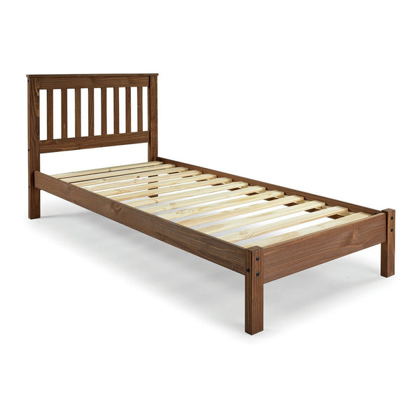 Octa Twin Bed, Plank Style, Rustic, Brazilian Pine Wood, Mahogany - BM321090