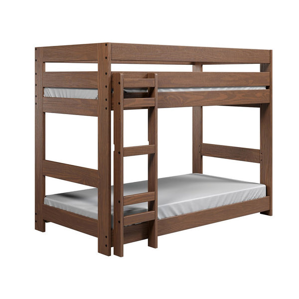 Twin/Twin Bunk Bed with Ladder, Brazilian Pine, Solid Wood, Mahogany - BM321091