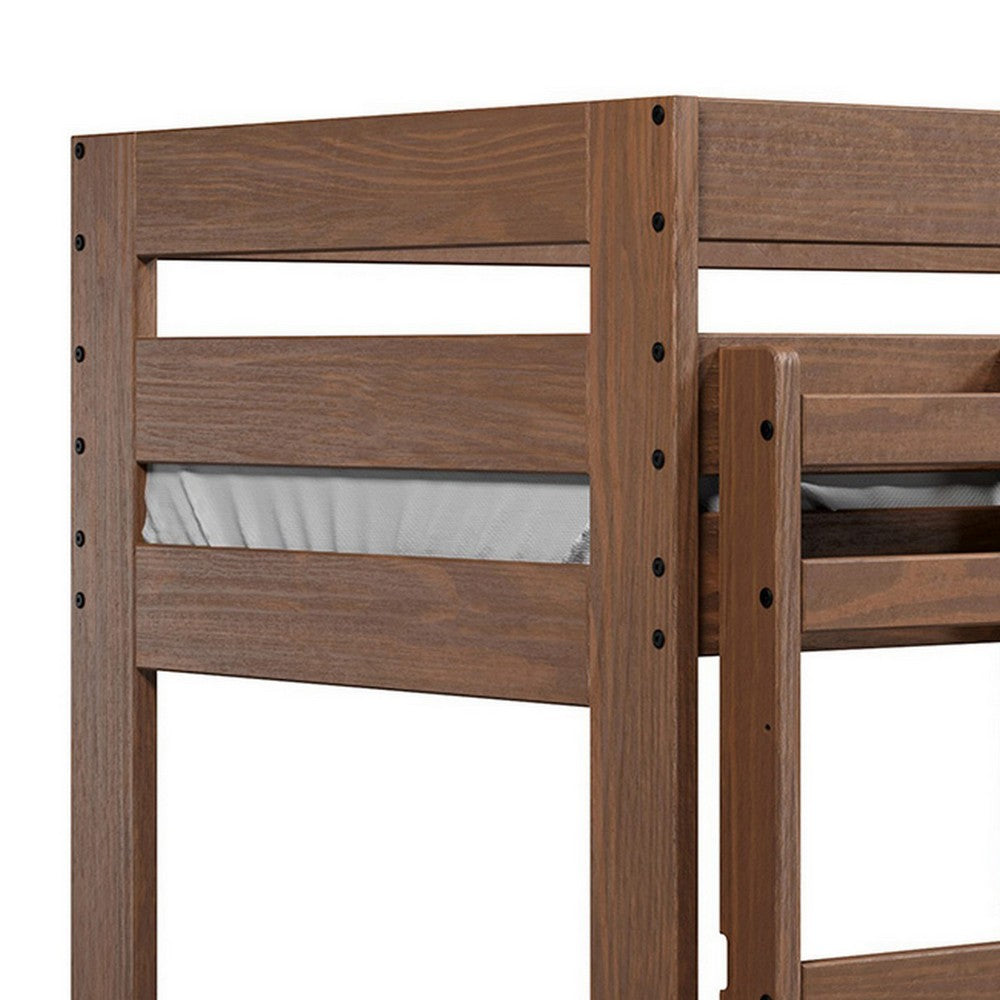 Twin/Twin Bunk Bed with Ladder, Brazilian Pine, Solid Wood, Mahogany - BM321091