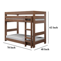 Twin/Twin Bunk Bed with Ladder, Brazilian Pine, Solid Wood, Mahogany - BM321091