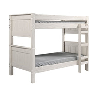 Twin/Twin Bunk Bed with Ladder, Brazilian Pine, Solid Wood, White - BM321092