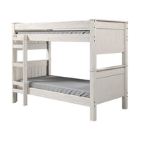 Twin/Twin Bunk Bed with Ladder, Brazilian Pine, Solid Wood, White - BM321092