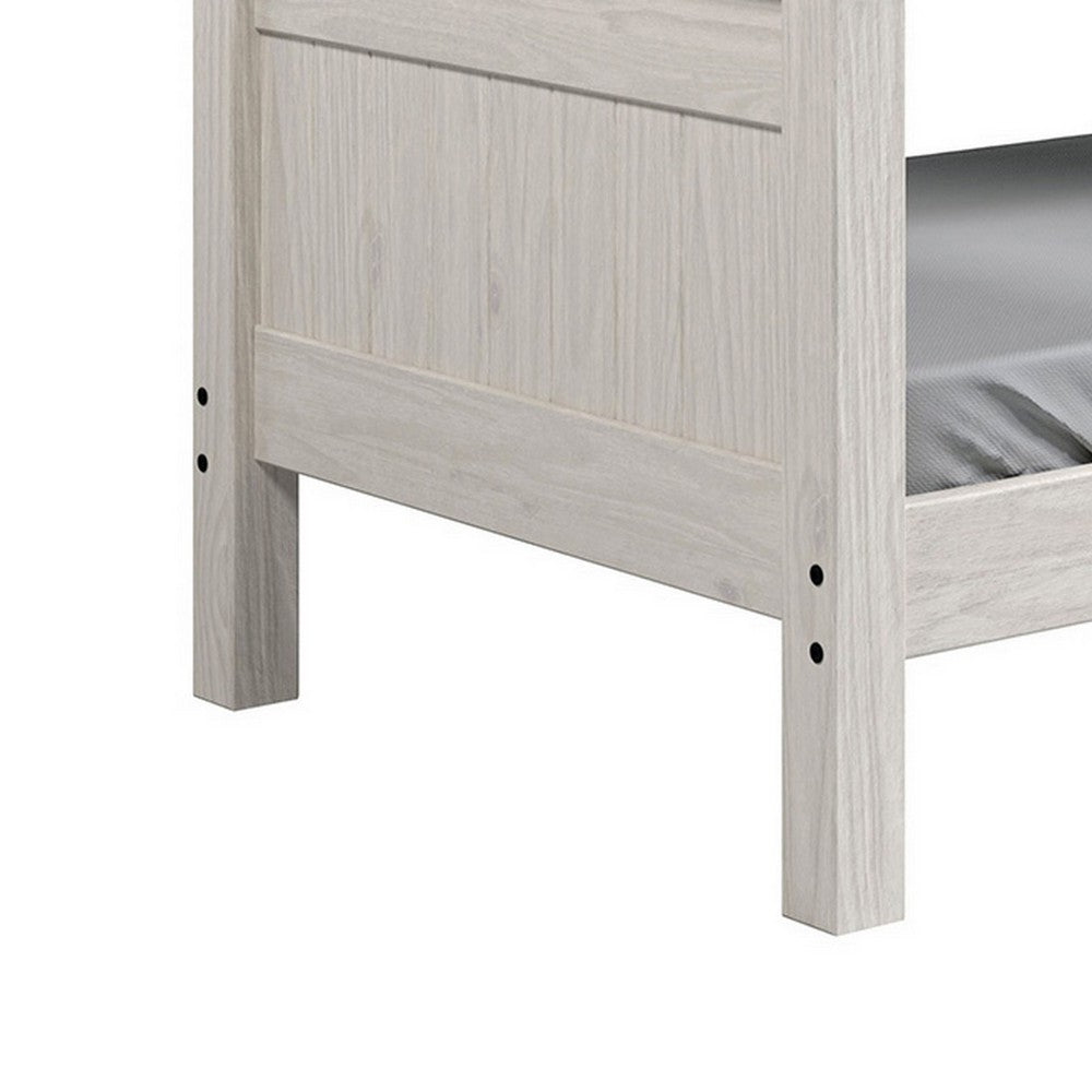 Twin/Twin Bunk Bed with Ladder, Brazilian Pine, Solid Wood, White - BM321092