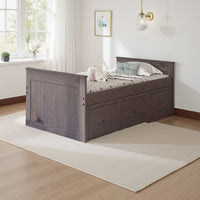 Mari Twin Captain Bed with Drawers, Rustic, Brazilian Pine, Wood, Gray - BM321093
