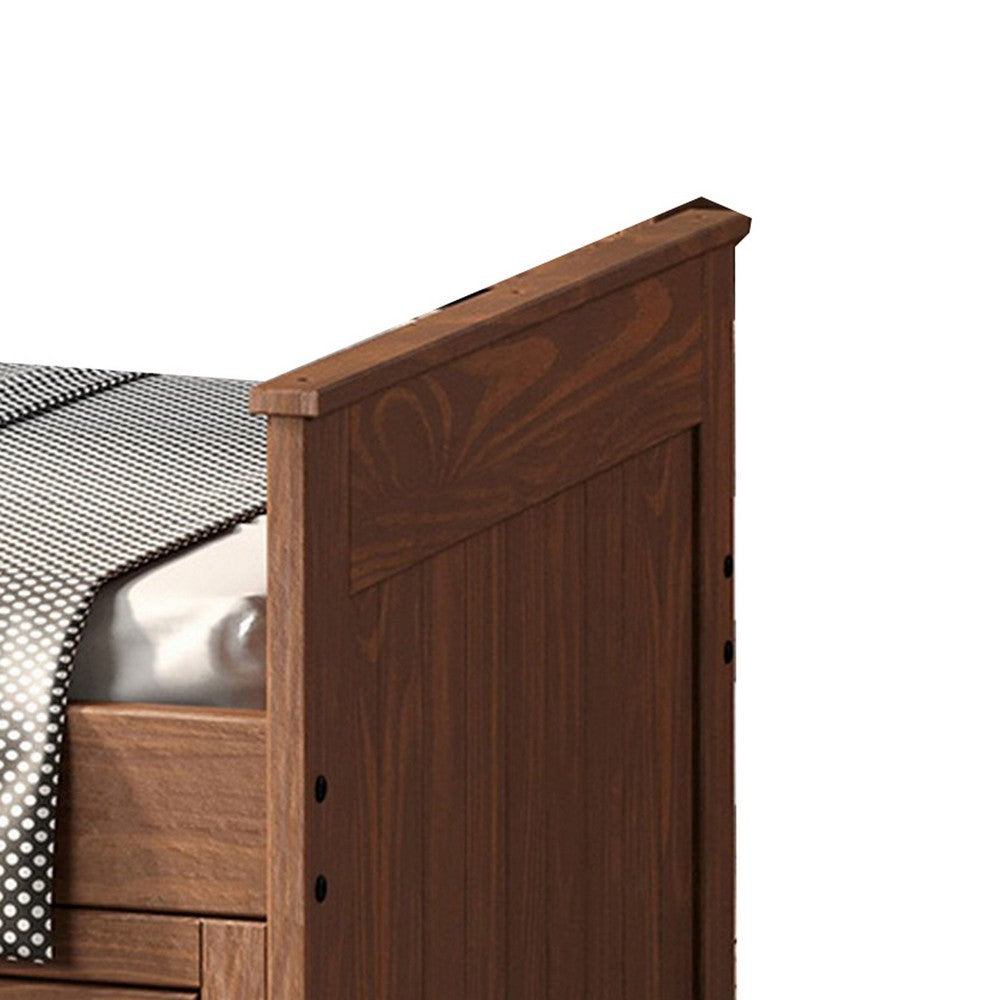 Mari Twin Captain Bed with Drawers, Brazilian Pine, Mahogany Wood - BM321094