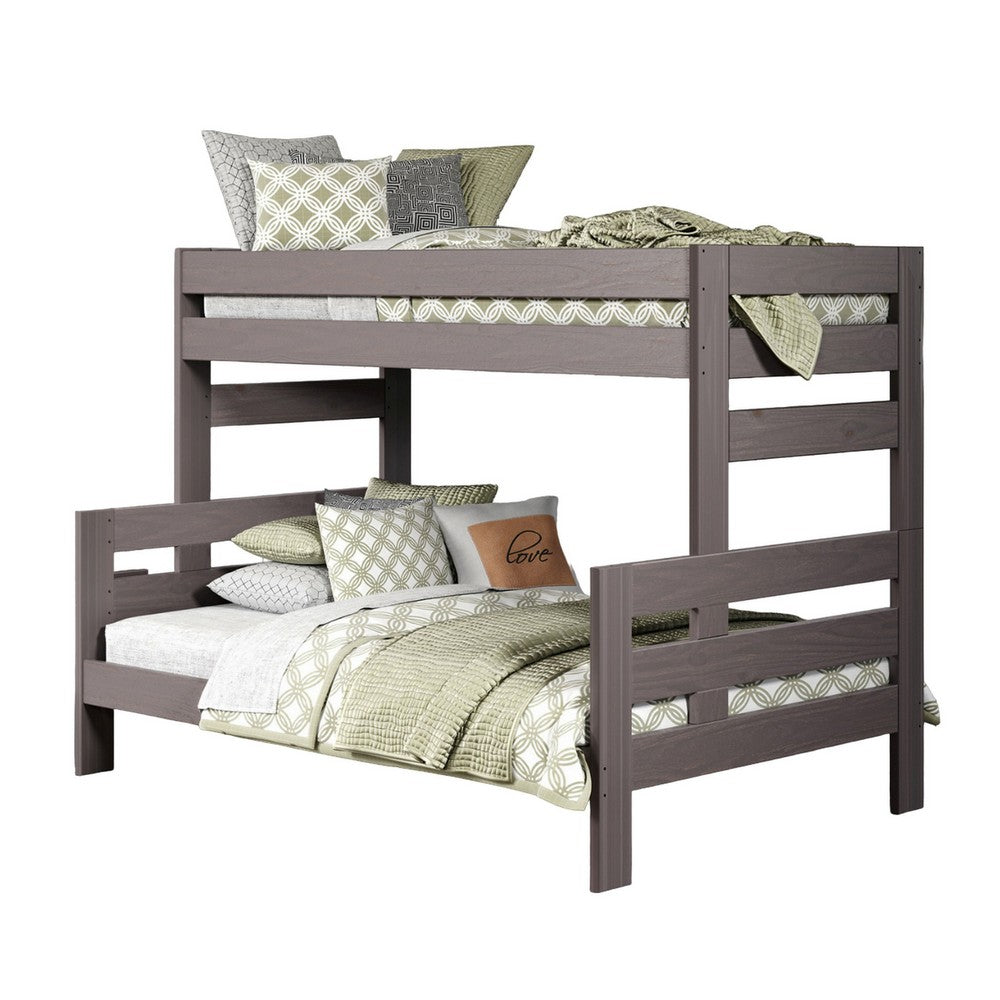 Damie Twin/Full Bunk Bed with Ladder, Brazilian Pine, Gray Solid Wood - BM321095