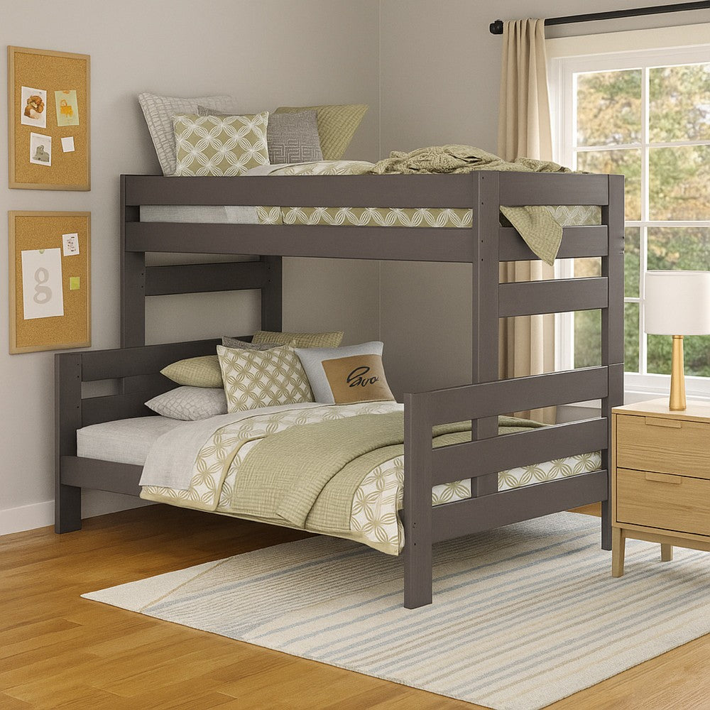 Damie Twin/Full Bunk Bed with Ladder, Brazilian Pine, Gray Solid Wood - BM321095