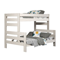 Damie Twin/Full Bunk Bed with Ladder, Brazilian Pine, White Solid Wood - BM321096