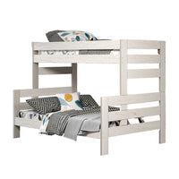 Damie Twin/Full Bunk Bed with Ladder, Brazilian Pine, White Solid Wood - BM321096