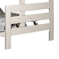 Damie Twin/Full Bunk Bed with Ladder, Brazilian Pine, White Solid Wood - BM321096