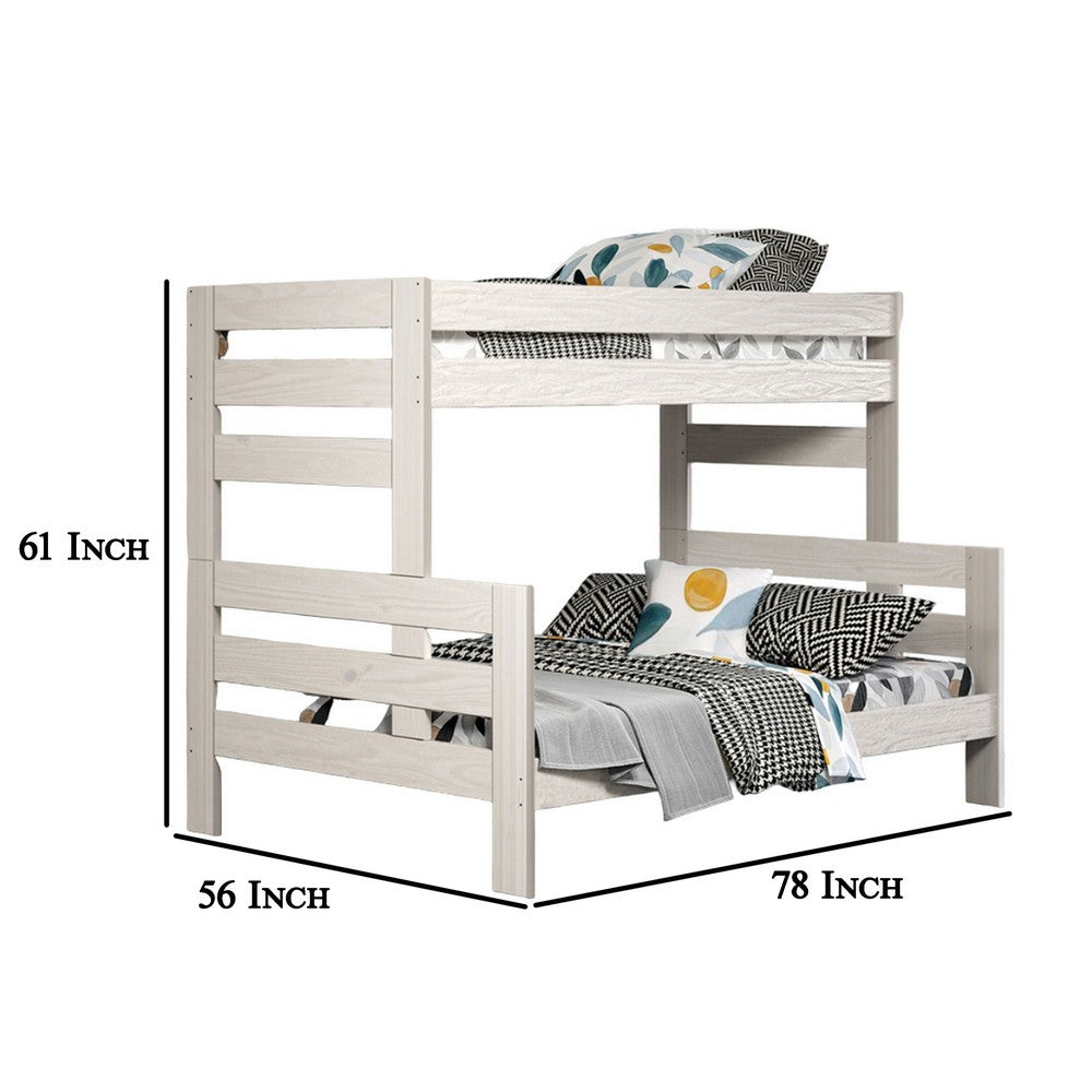Damie Twin/Full Bunk Bed with Ladder, Brazilian Pine, White Solid Wood - BM321096