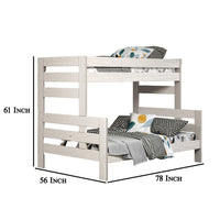 Damie Twin/Full Bunk Bed with Ladder, Brazilian Pine, White Solid Wood - BM321096
