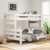 Damie Twin/Full Bunk Bed with Ladder, Brazilian Pine, White Solid Wood - BM321096