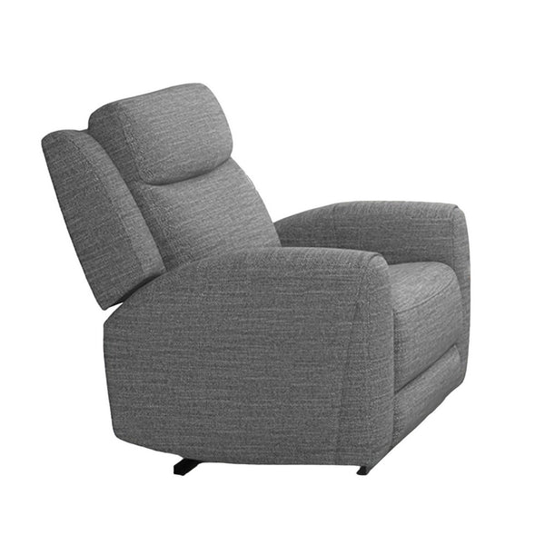 Cory Manual Recliner Chair, Contour Armrests, Solid Wood, Gray Polyester -BM321097